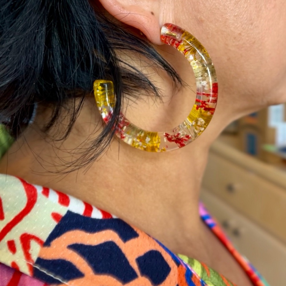 Resin hoop earrings